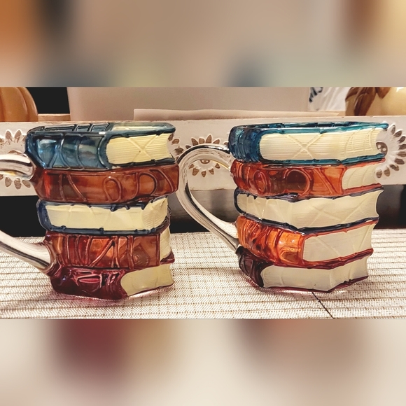 Colorful Stacked Book Glass Mugs Set NWOT - Picture 7 of 10